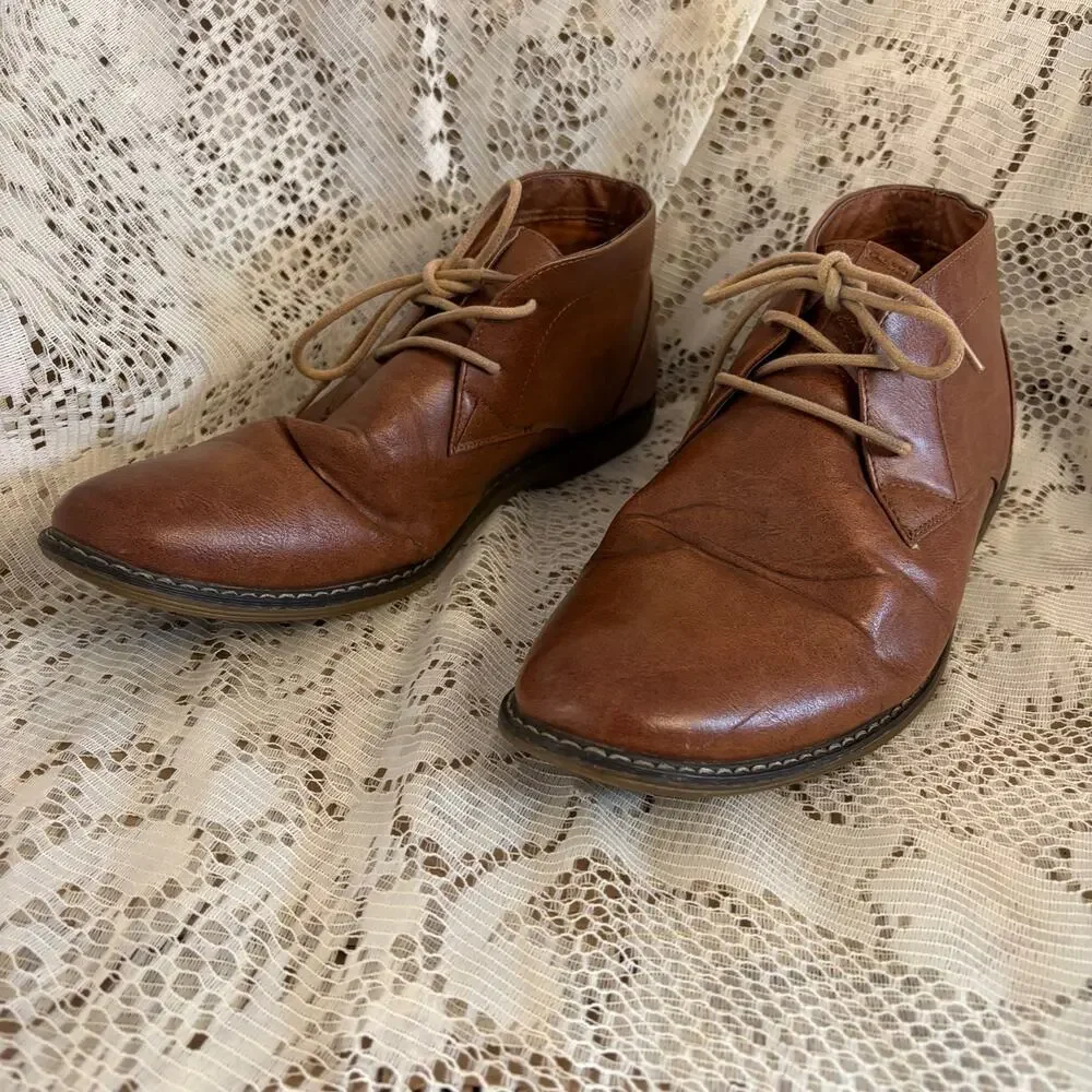 London Fog Men's US 12 M Blackburn Brown Leather Chukka Boots